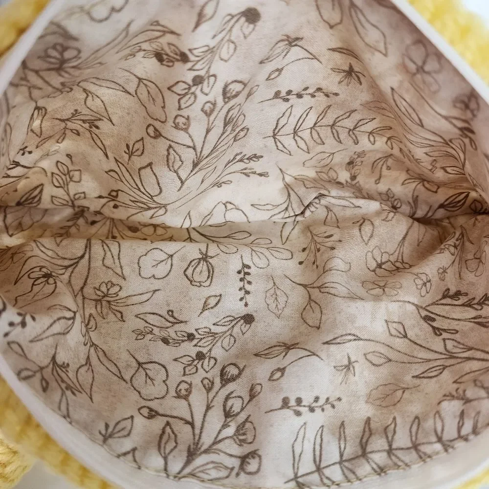 Handmade Crochet Granny Square Clutch Yellow Cream Boho Heart Charm Makeup Pouch - Picture 11 of 15